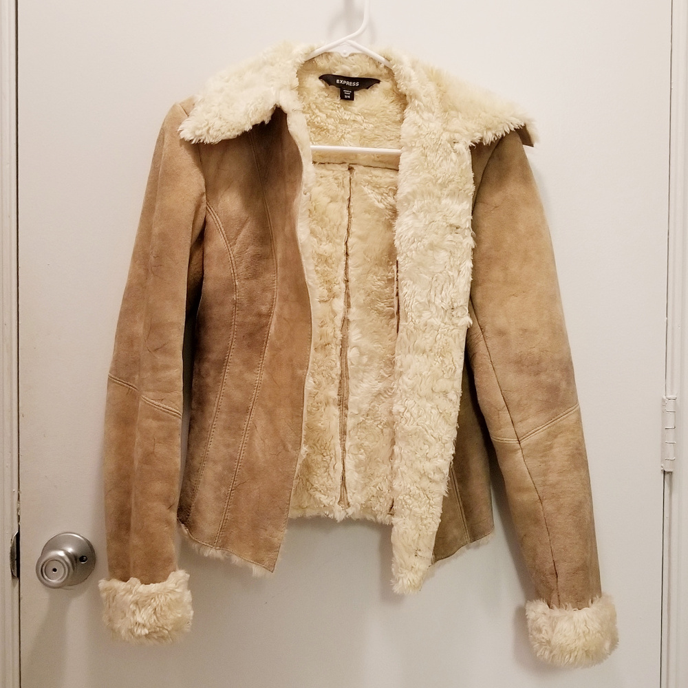 Express Short Shearling Coat Jacket - image 7